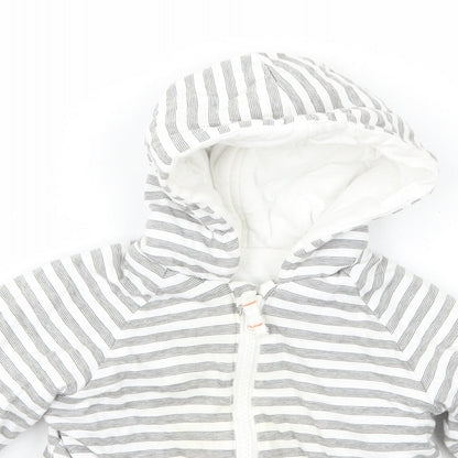 Nutmeg Baby Grey Striped  Jacket Coat Size 9-12 Months   Zip
