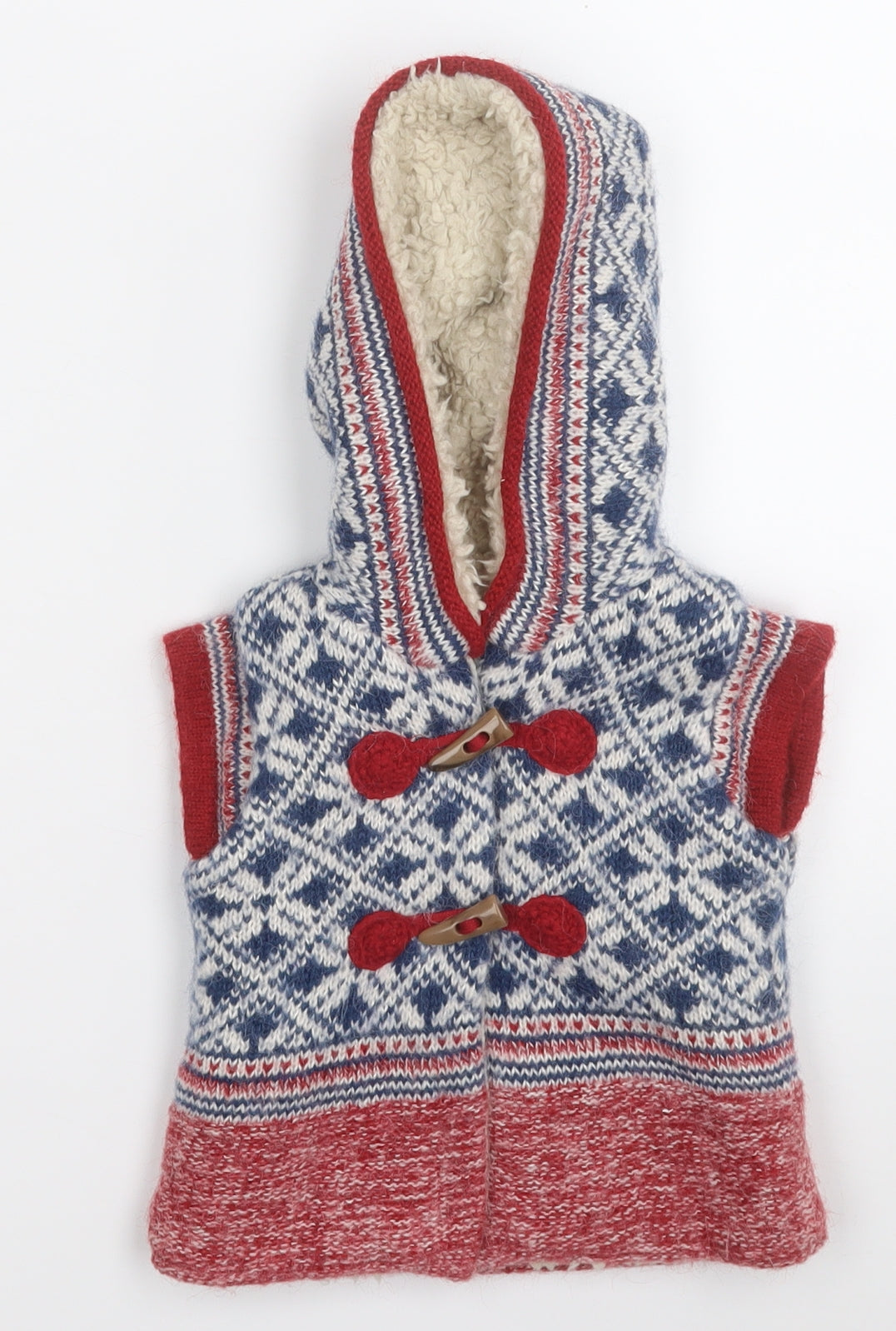 NEXT Boys Multicoloured Geometric  Gilet Coat Size 3-6 Months   Hook & Eye