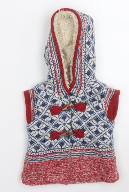 NEXT Boys Multicoloured Geometric  Gilet Coat Size 3-6 Months   Hook & Eye