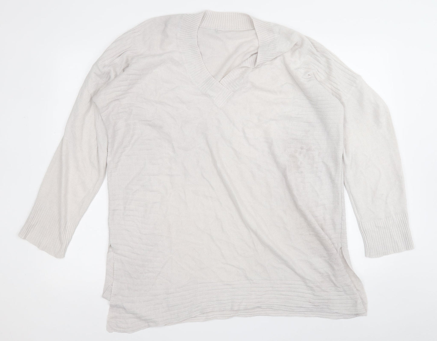 George Womens Grey Round Neck  Acrylic Pullover Jumper Size 16