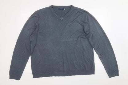 Atlantic Bay Mens Blue Round Neck  Acrylic Pullover Jumper Size XL