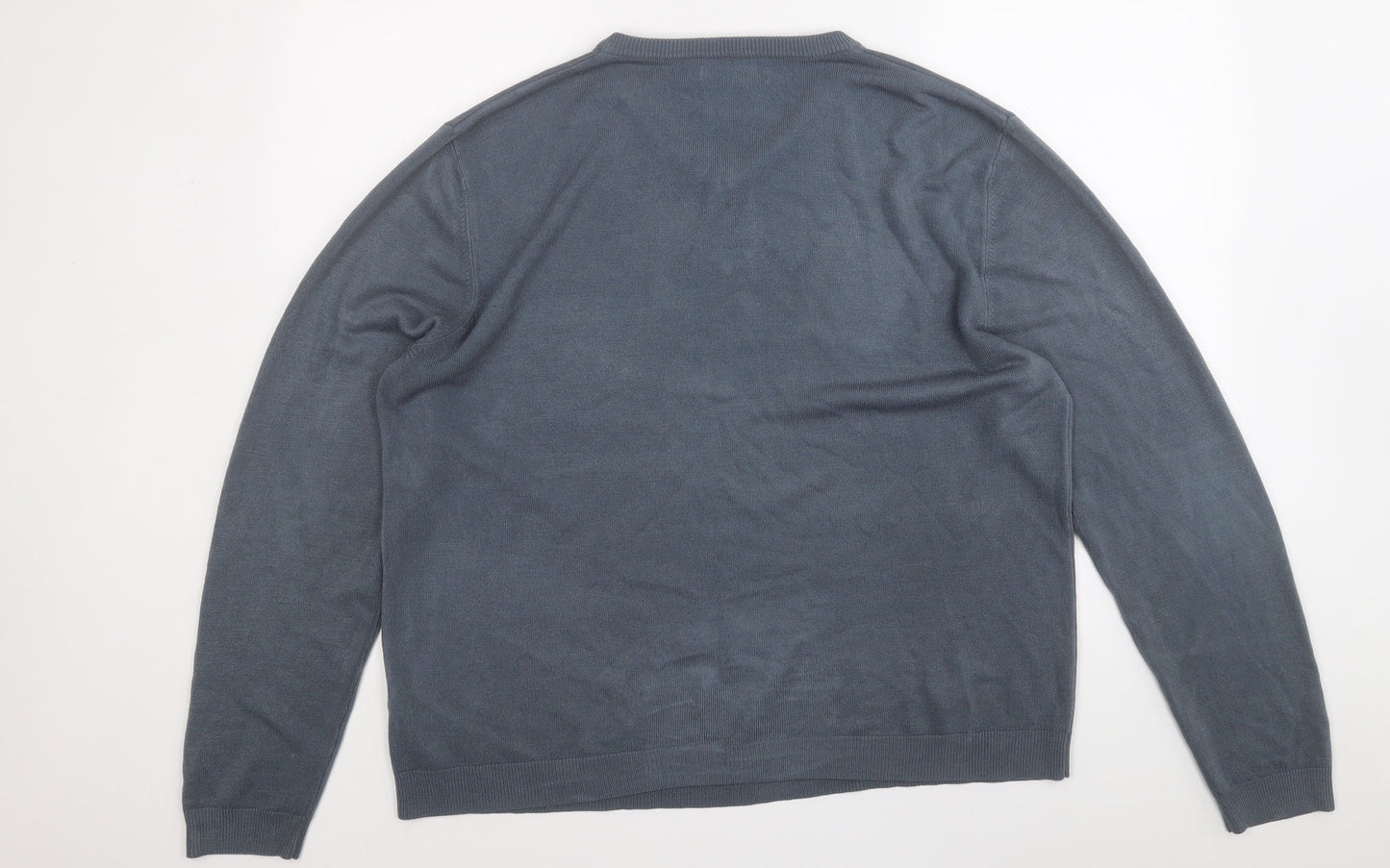 Atlantic Bay Mens Blue Round Neck  Acrylic Pullover Jumper Size XL