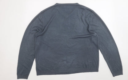 Atlantic Bay Mens Blue Round Neck  Acrylic Pullover Jumper Size XL