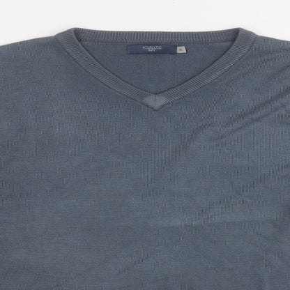 Atlantic Bay Mens Blue Round Neck  Acrylic Pullover Jumper Size XL