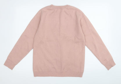 Primark Womens Pink Round Neck  Polyester Pullover Jumper Size 2XS