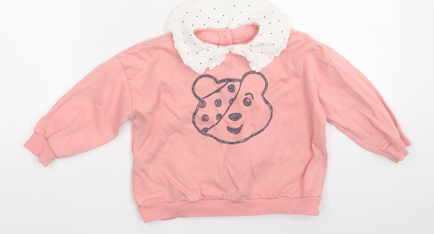 George Girls Pink  Cotton Pullover Sweatshirt Size 3-4 Years   - Pudsey