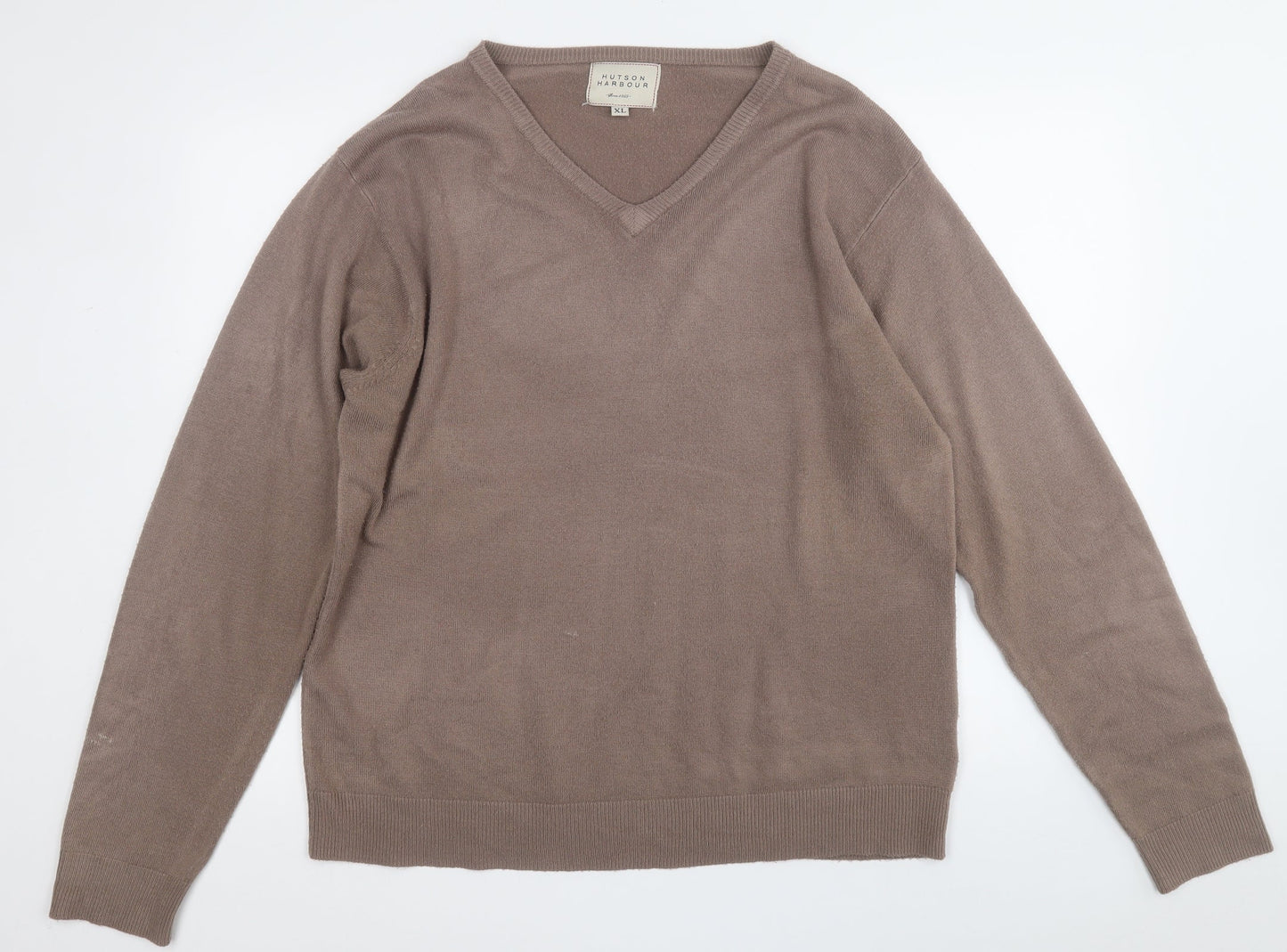 hutson harbour Mens Brown Round Neck  Acrylic Pullover Jumper Size XL