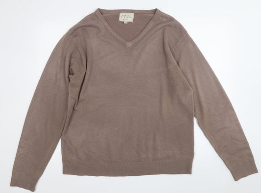 hutson harbour Mens Brown Round Neck  Acrylic Pullover Jumper Size XL