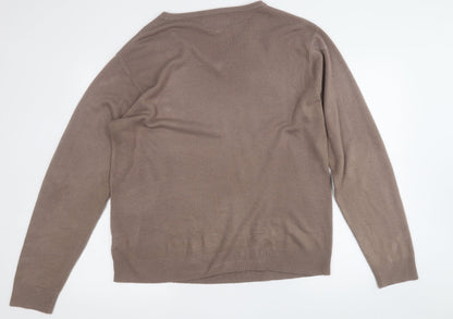 hutson harbour Mens Brown Round Neck  Acrylic Pullover Jumper Size XL