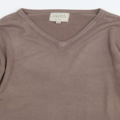 hutson harbour Mens Brown Round Neck  Acrylic Pullover Jumper Size XL