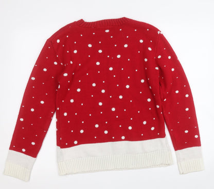 Womens UK Size S Glimpse Design Red Pullover Jumper