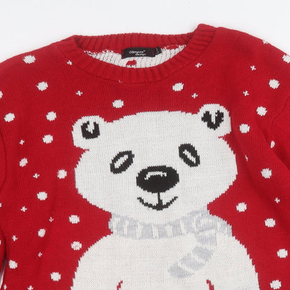 Womens UK Size S Glimpse Design Red Pullover Jumper