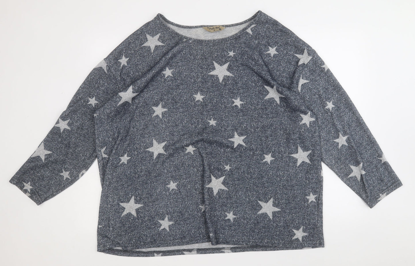 poetic soul  Womens Grey Round Neck Geometric Polyester Pullover Jumper Size XL   - Stars