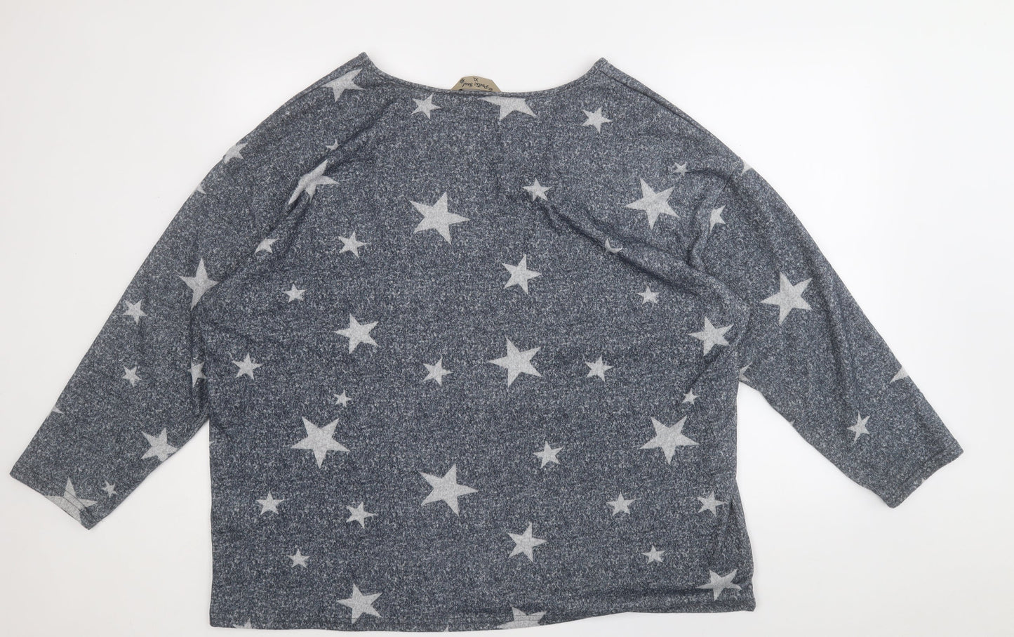 poetic soul  Womens Grey Round Neck Geometric Polyester Pullover Jumper Size XL   - Stars