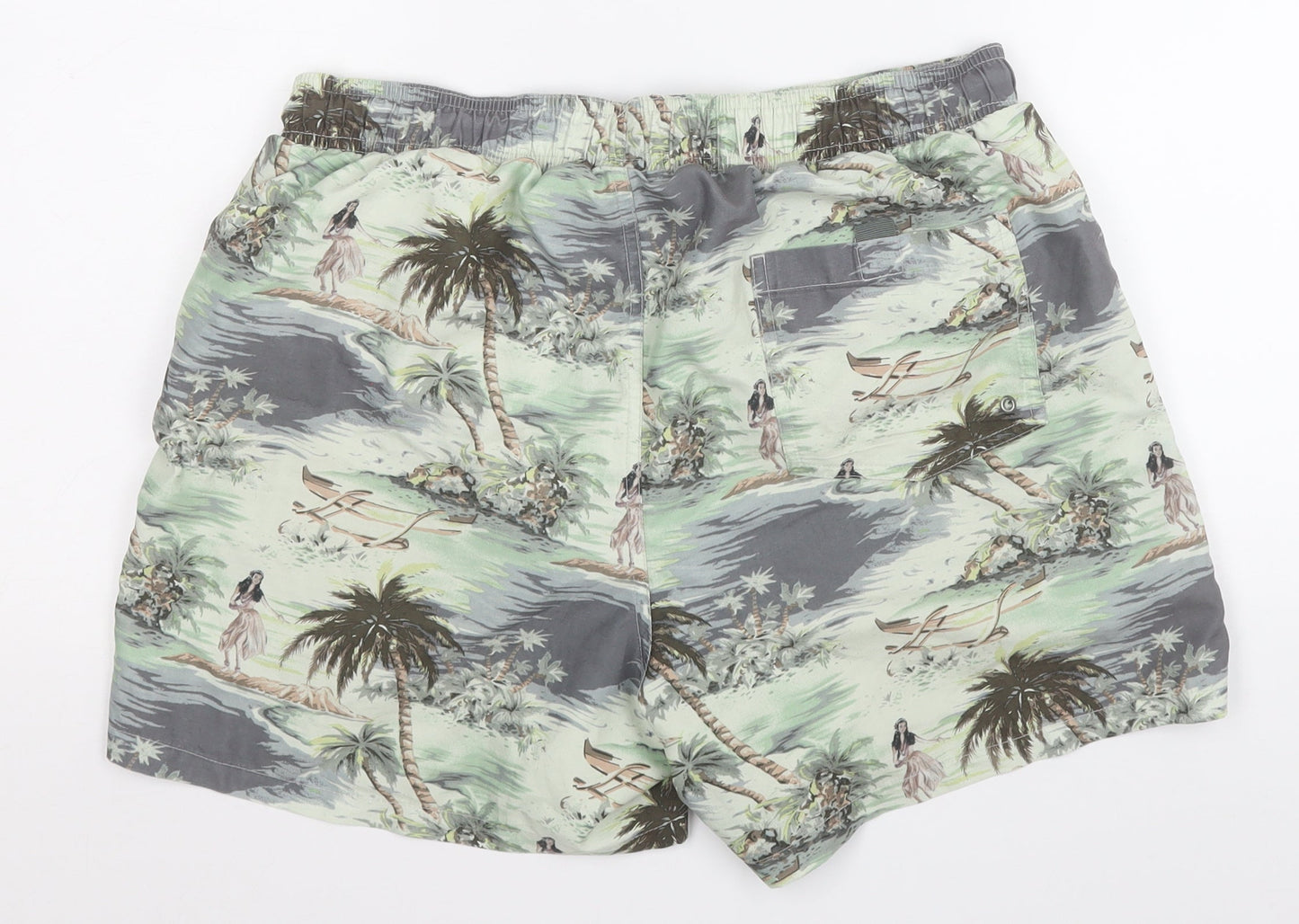 TU Mens Green Geometric Polyester Sweat Shorts Size M  Regular