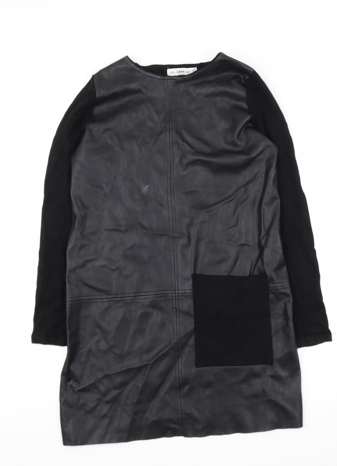 Zara Knit Womens Black  Polyester Shift  Size S  Round Neck