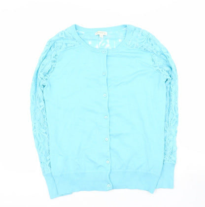 menarys Womens Blue Round Neck  Viscose Cape Jumper Size M