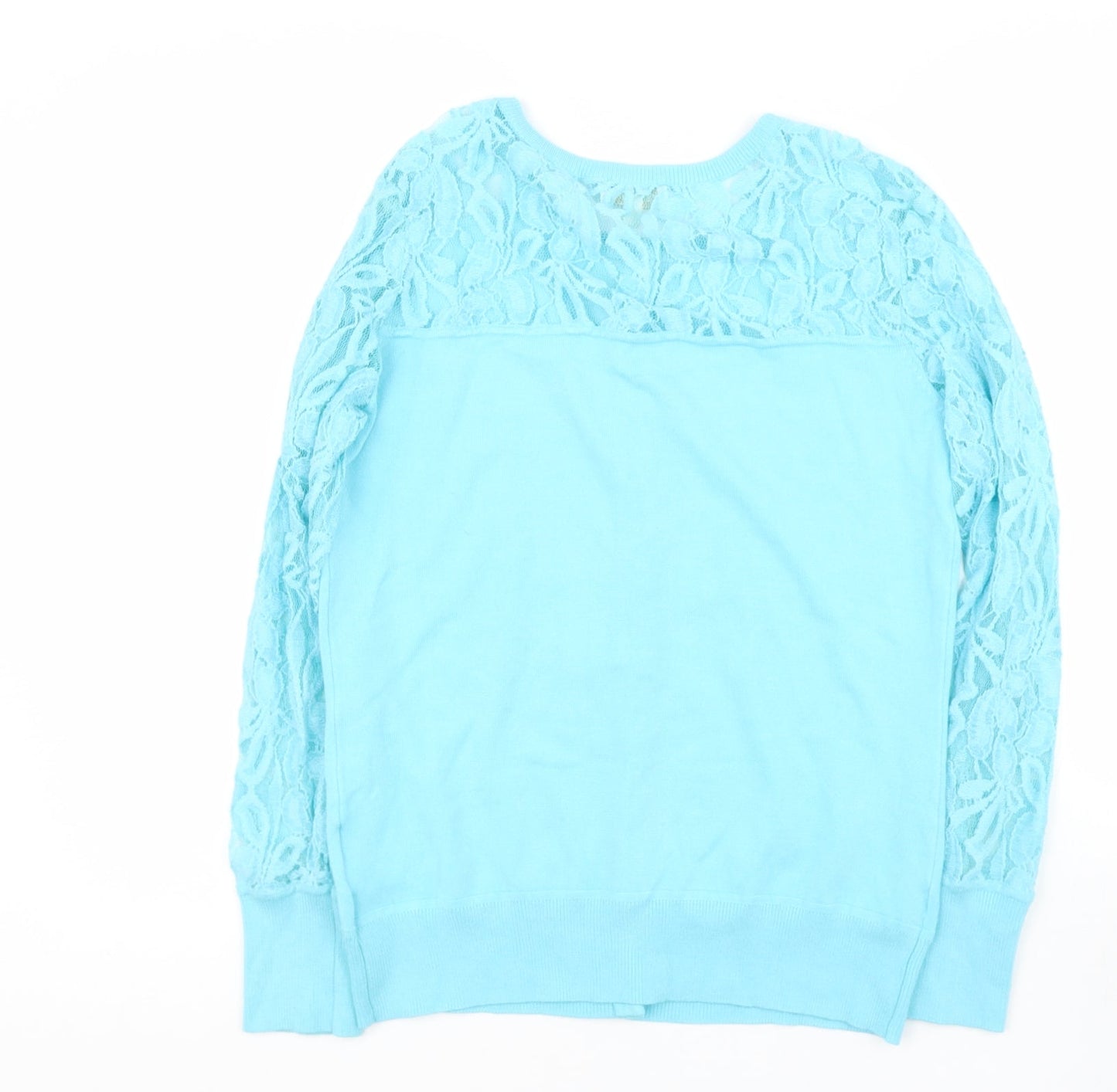 menarys Womens Blue Round Neck  Viscose Cape Jumper Size M