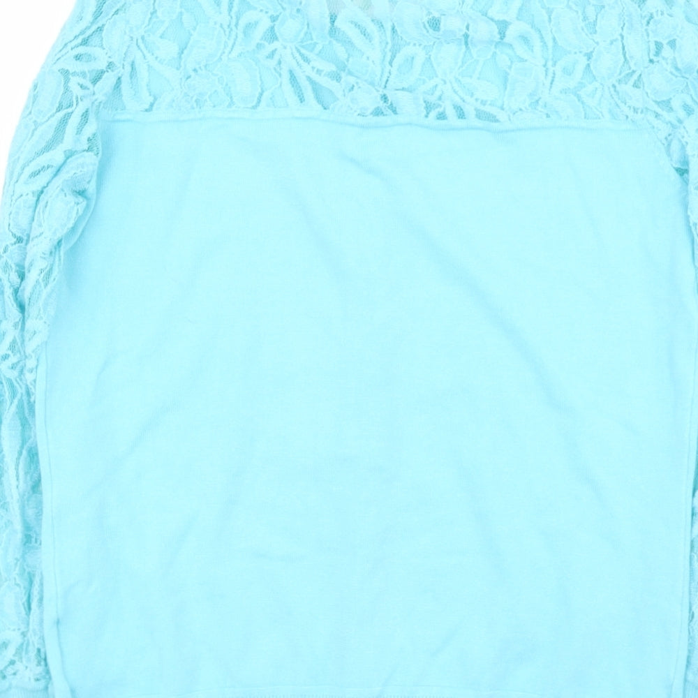 menarys Womens Blue Round Neck  Viscose Cape Jumper Size M
