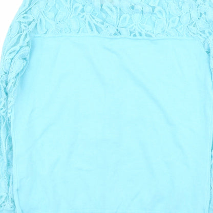 menarys Womens Blue Round Neck  Viscose Cape Jumper Size M
