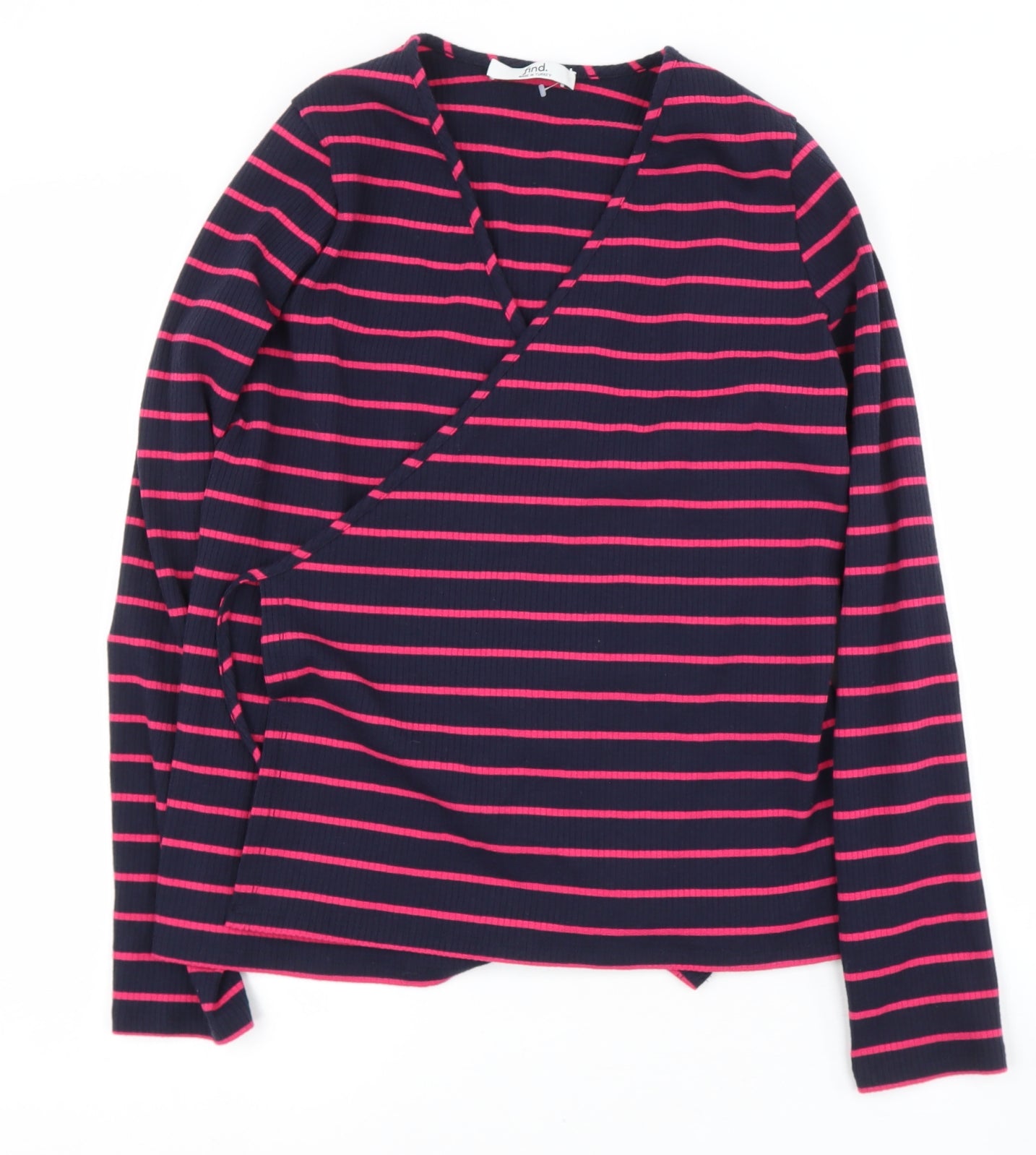 find. Womens Blue V-Neck Striped Polyester Wrap Jumper Size L