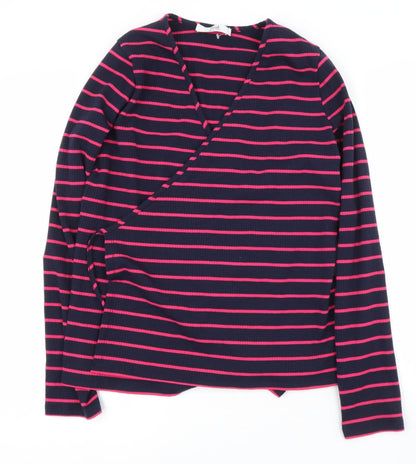 find. Womens Blue V-Neck Striped Polyester Wrap Jumper Size L