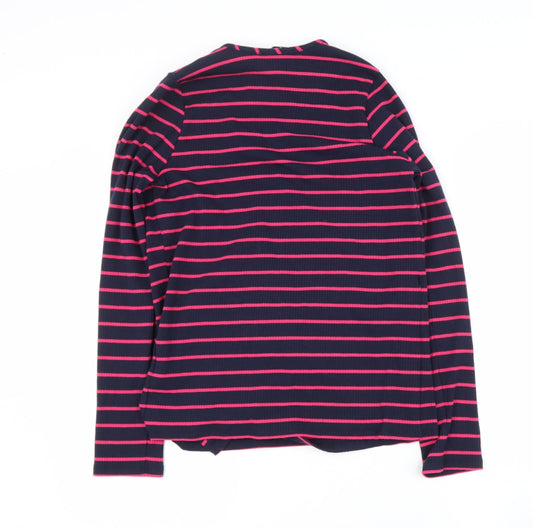 find. Womens Blue V-Neck Striped Polyester Wrap Jumper Size L