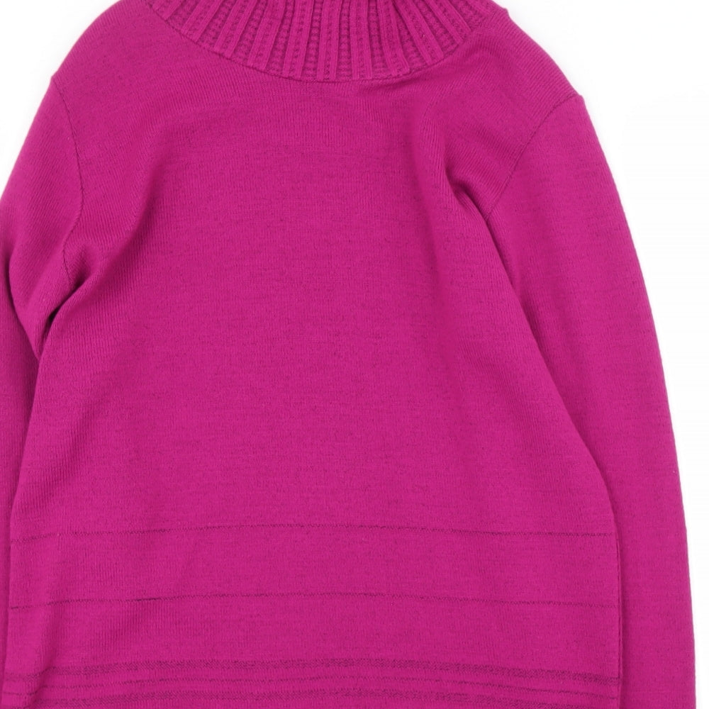 Pure Natural  Womens Purple Roll Neck  Acrylic Pullover Jumper Size S