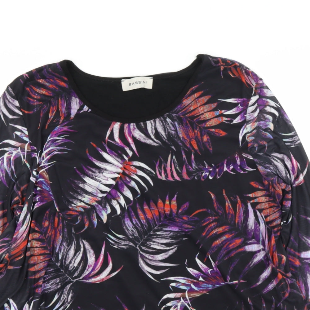 Womens UK Size 14 BASSINI Black Basic Blouse