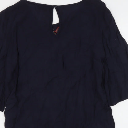 Only Womens Black  Viscose Basic Blouse Size 12 Round Neck