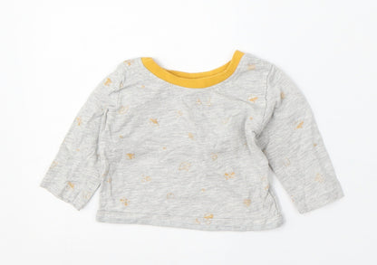 George Baby Grey Geometric Cotton Basic T-Shirt Size 0-3 Months Round Neck