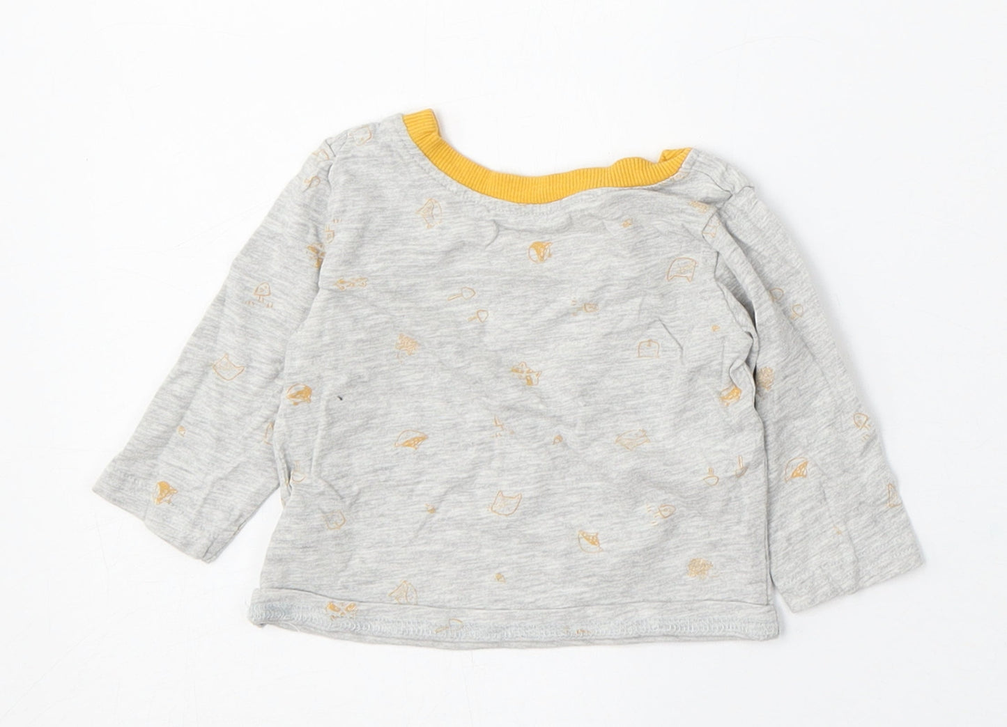 George Baby Grey Geometric Cotton Basic T-Shirt Size 0-3 Months Round Neck