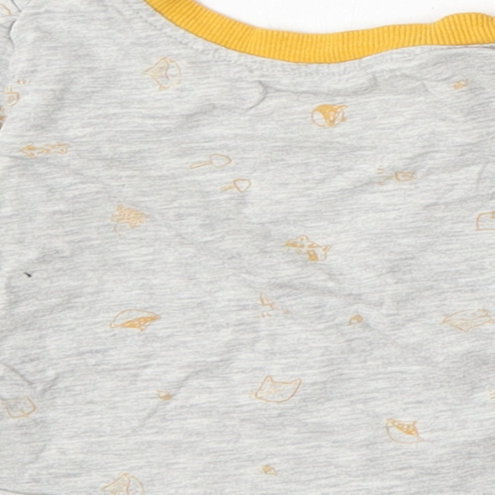 George Baby Grey Geometric Cotton Basic T-Shirt Size 0-3 Months Round Neck