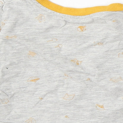 George Baby Grey Geometric Cotton Basic T-Shirt Size 0-3 Months Round Neck