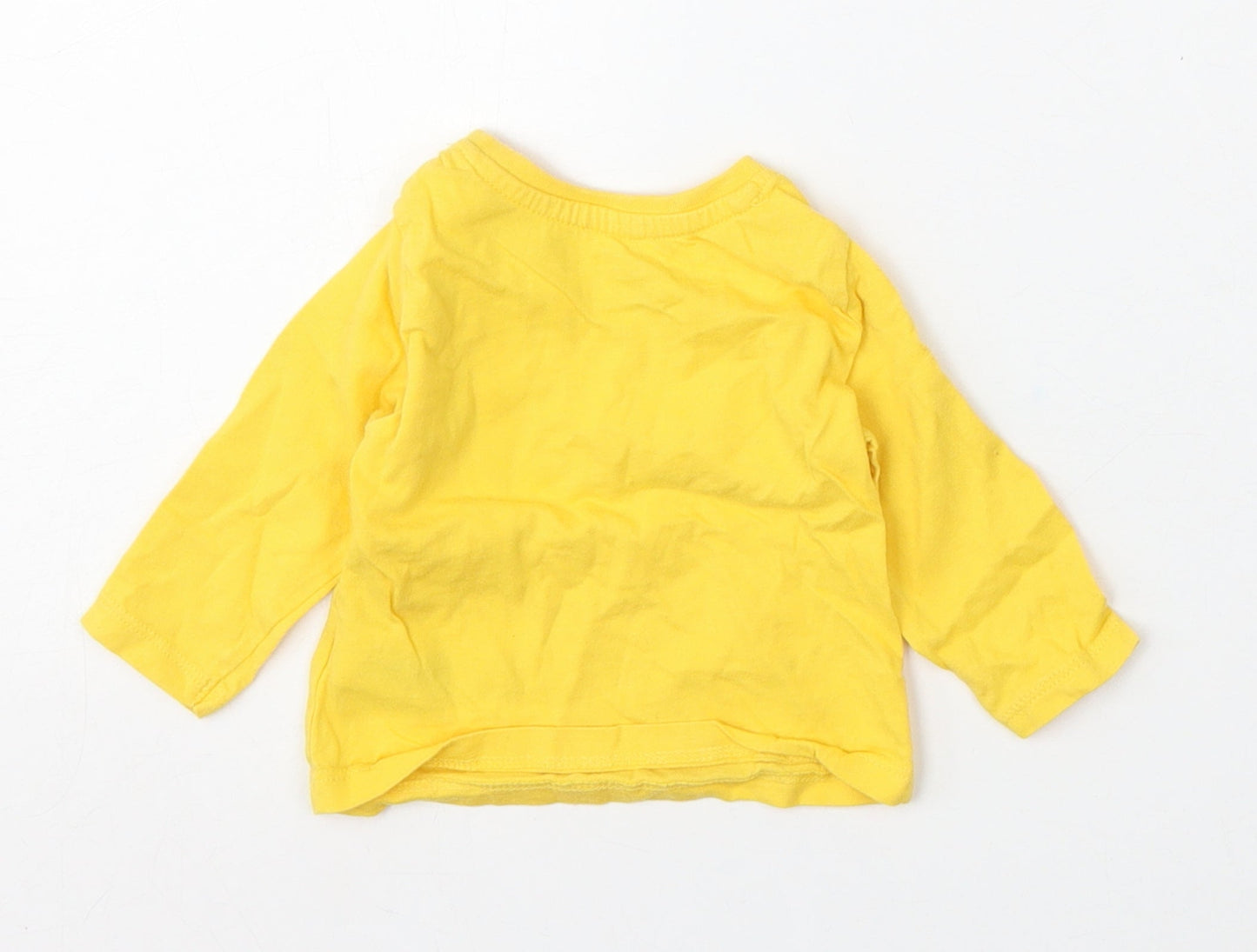 Primark Boys Yellow  Cotton Basic T-Shirt Size 0-3 Months Round Neck