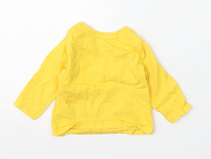 Primark Boys Yellow  Cotton Basic T-Shirt Size 0-3 Months Round Neck