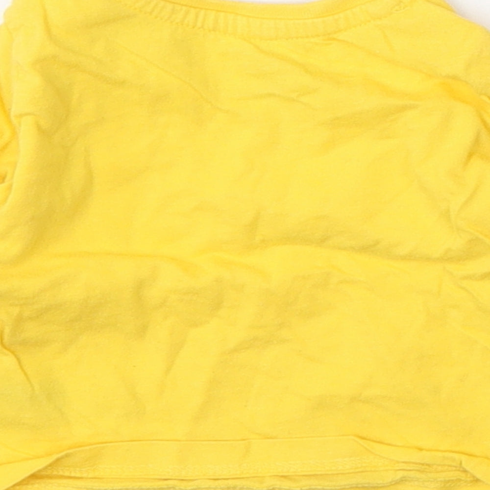 Primark Boys Yellow  Cotton Basic T-Shirt Size 0-3 Months Round Neck