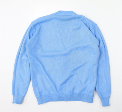Duvir Womens Blue V-Neck  Acrylic Cardigan Jumper Size S