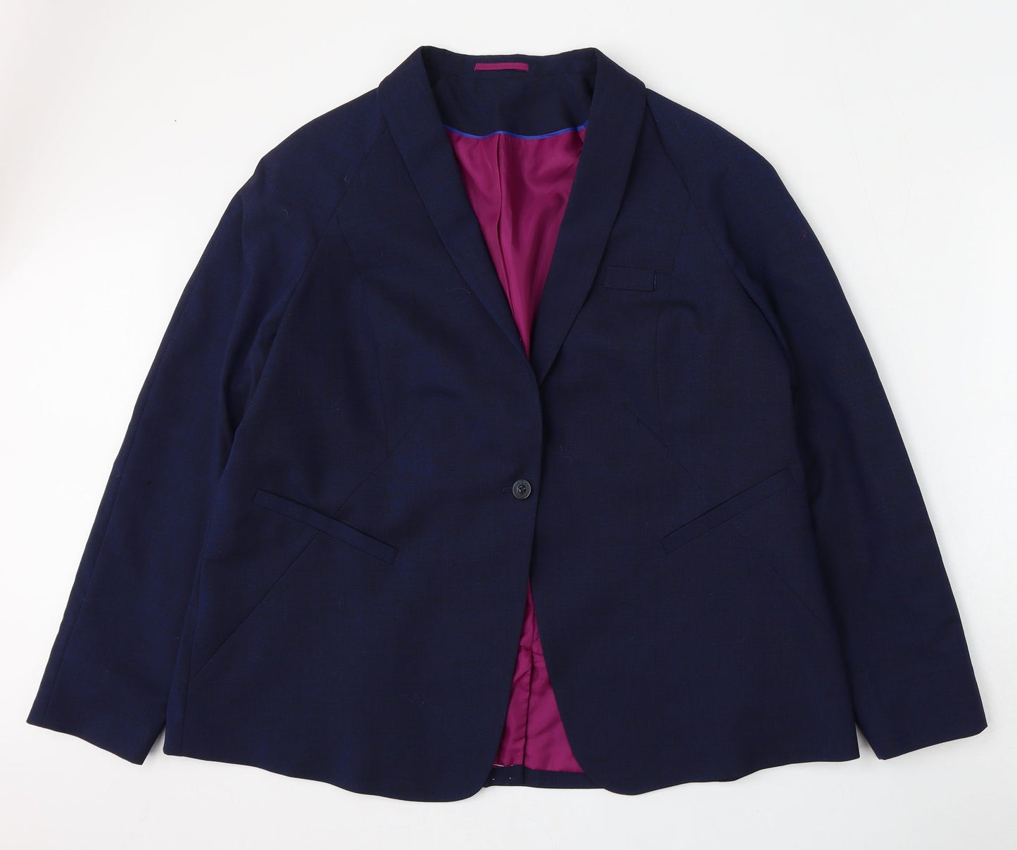 Preworn Womens Blue  Polyester Jacket Blazer Size 22