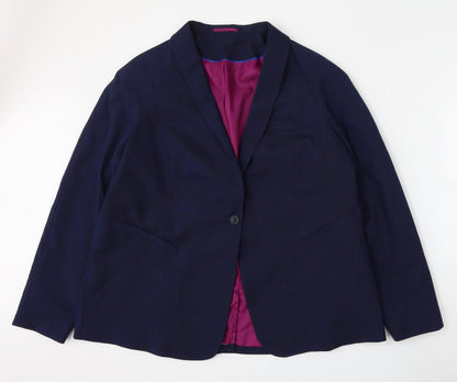 Preworn Womens Blue  Polyester Jacket Blazer Size 22