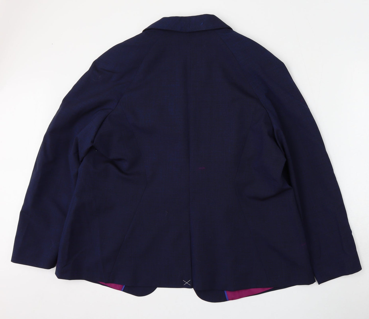Preworn Womens Blue  Polyester Jacket Blazer Size 22