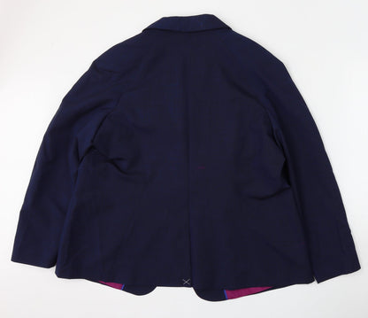 Preworn Womens Blue  Polyester Jacket Blazer Size 22