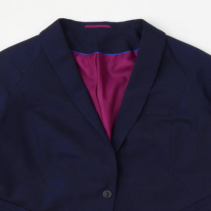 Preworn Womens Blue  Polyester Jacket Blazer Size 22