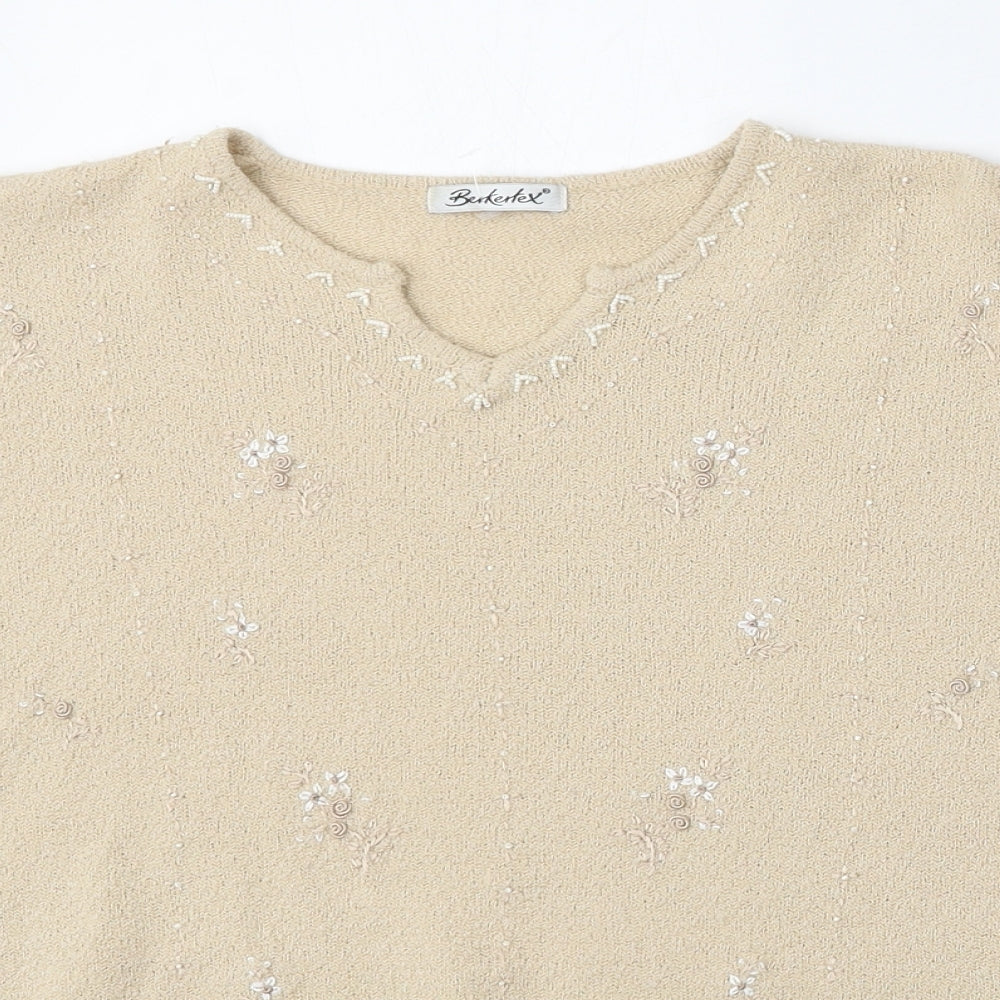 Womens UK Size 14 Berkertex Beige Pullover Jumper