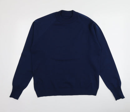 Christin Michaels Womens Blue Round Neck  Acrylic Pullover Jumper Size 40
