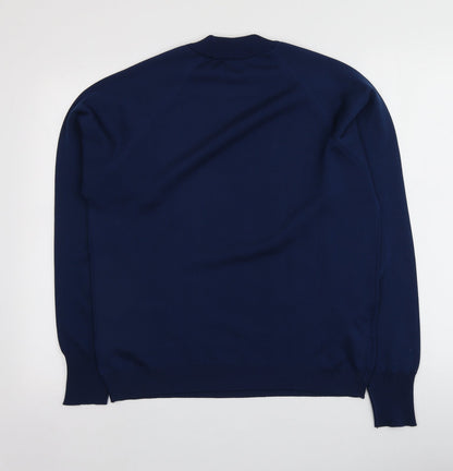 Christin Michaels Womens Blue Round Neck  Acrylic Pullover Jumper Size 40