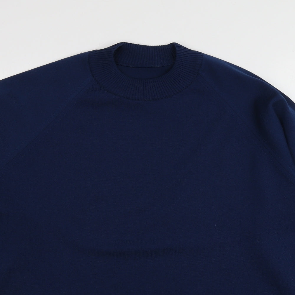 Christin Michaels Womens Blue Round Neck  Acrylic Pullover Jumper Size 40