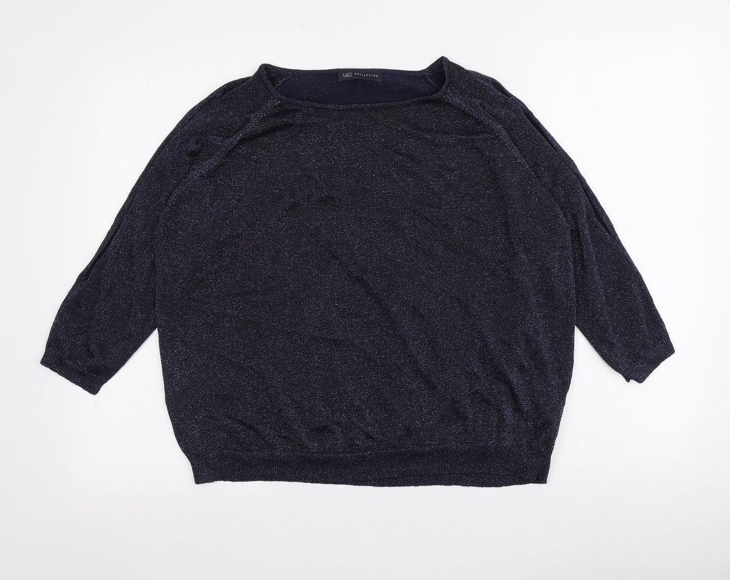 M&S Womens Purple  Viscose Basic Blouse Size 18 Round Neck