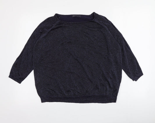 M&S Womens Purple  Viscose Basic Blouse Size 18 Round Neck