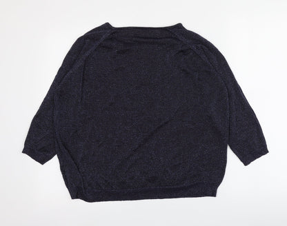 M&S Womens Purple  Viscose Basic Blouse Size 18 Round Neck